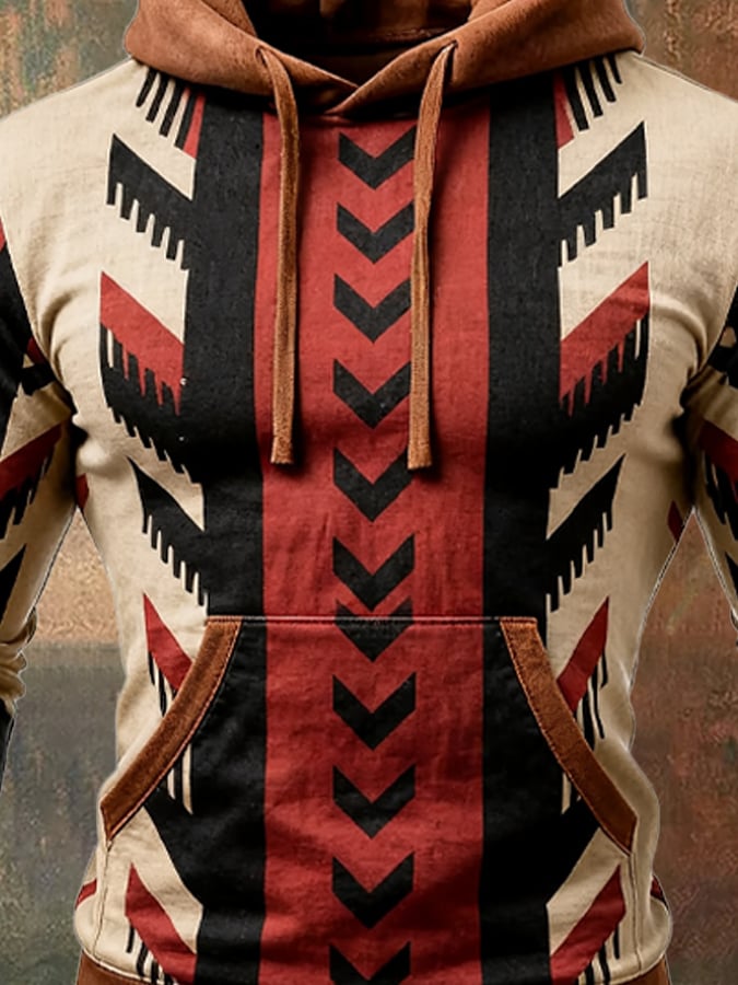 para hombre retro Stitching Contrast Color Hooded Sweacamiseta