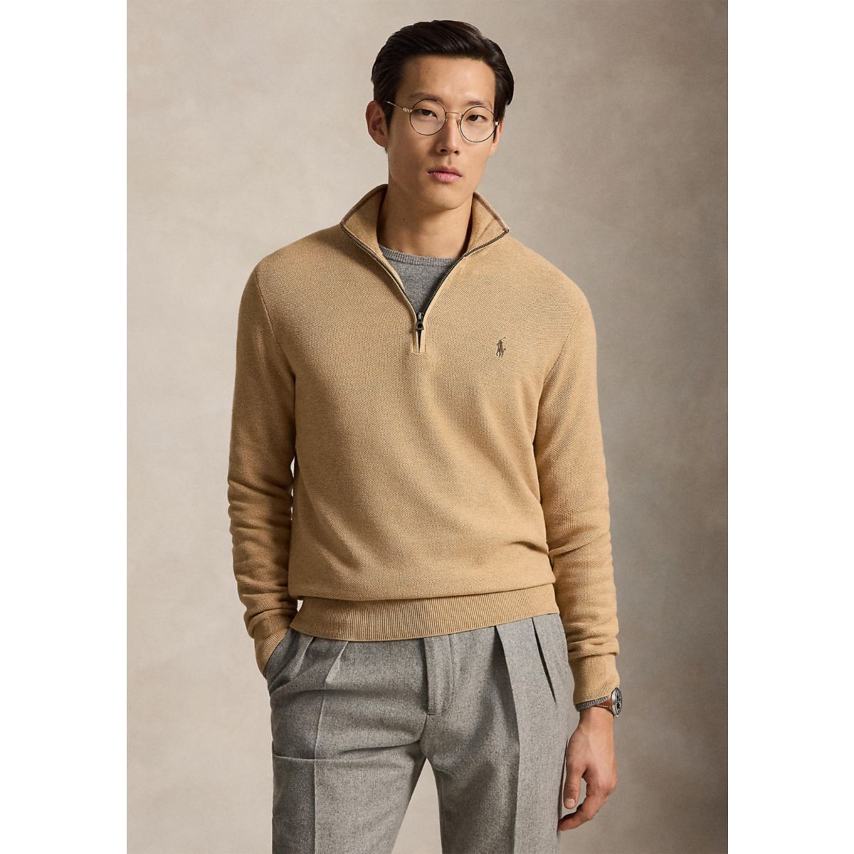 Mesh-Knit Cotton Quarter-Zip Sweater - 4