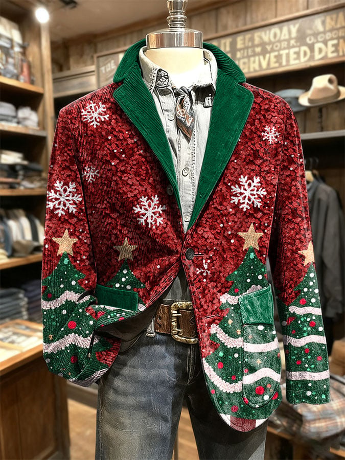 Saco retro Christmas casual para hombre