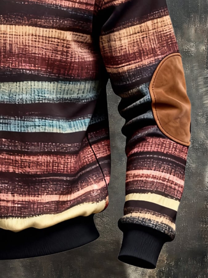 Sudadera retro en bloques de color estampado cierre para hombre