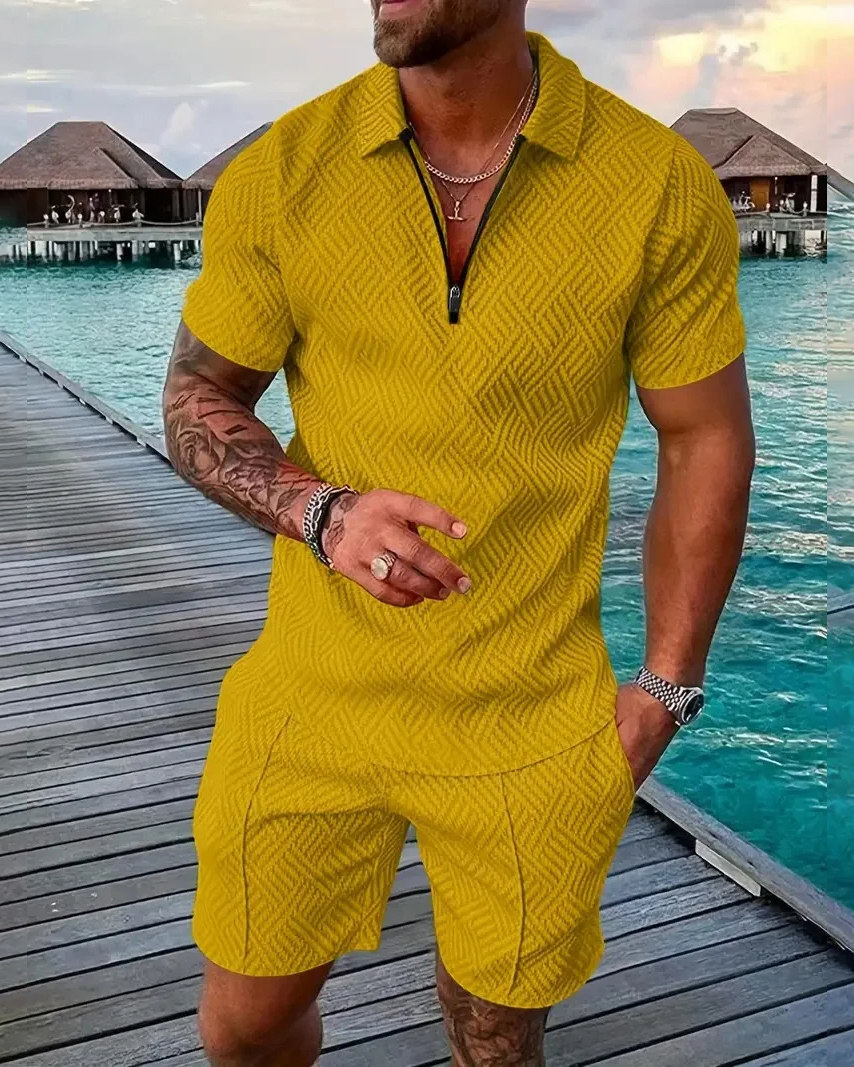 Camisa polo Suitmens para uso diario casual Collar Zipper Set 216 para hombre