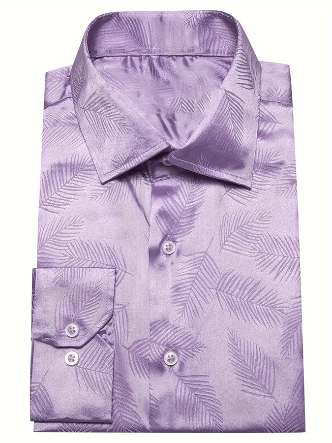 Camisa seda ejecutivo de lujo Design estampado de manga larga para hombre