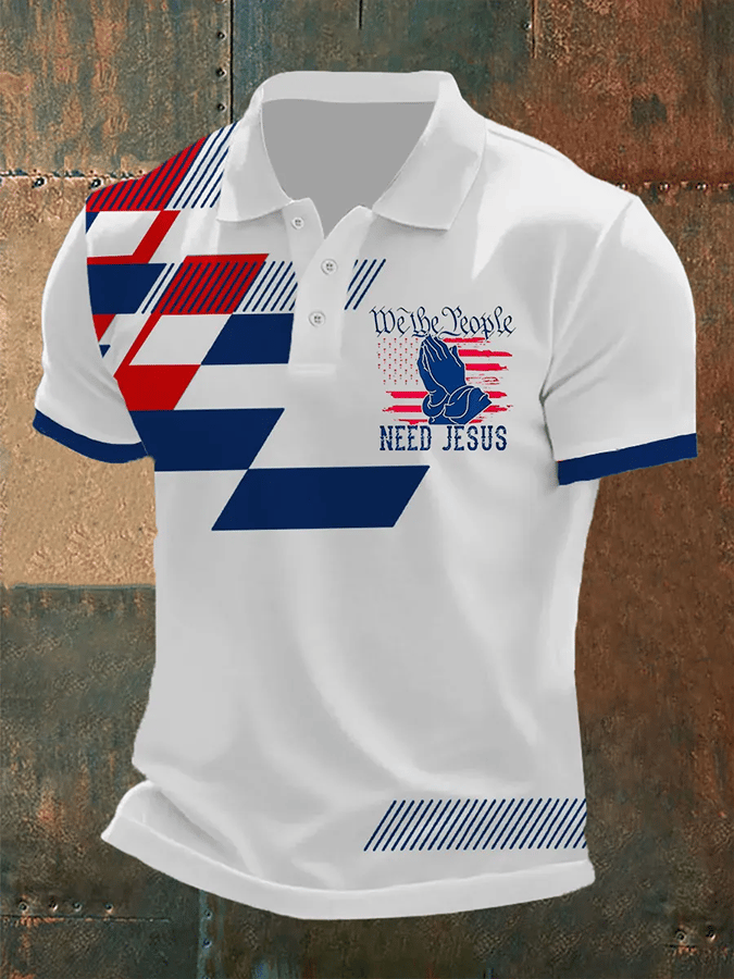 Camisa polo We The People Need Jesus estampado para hombre
