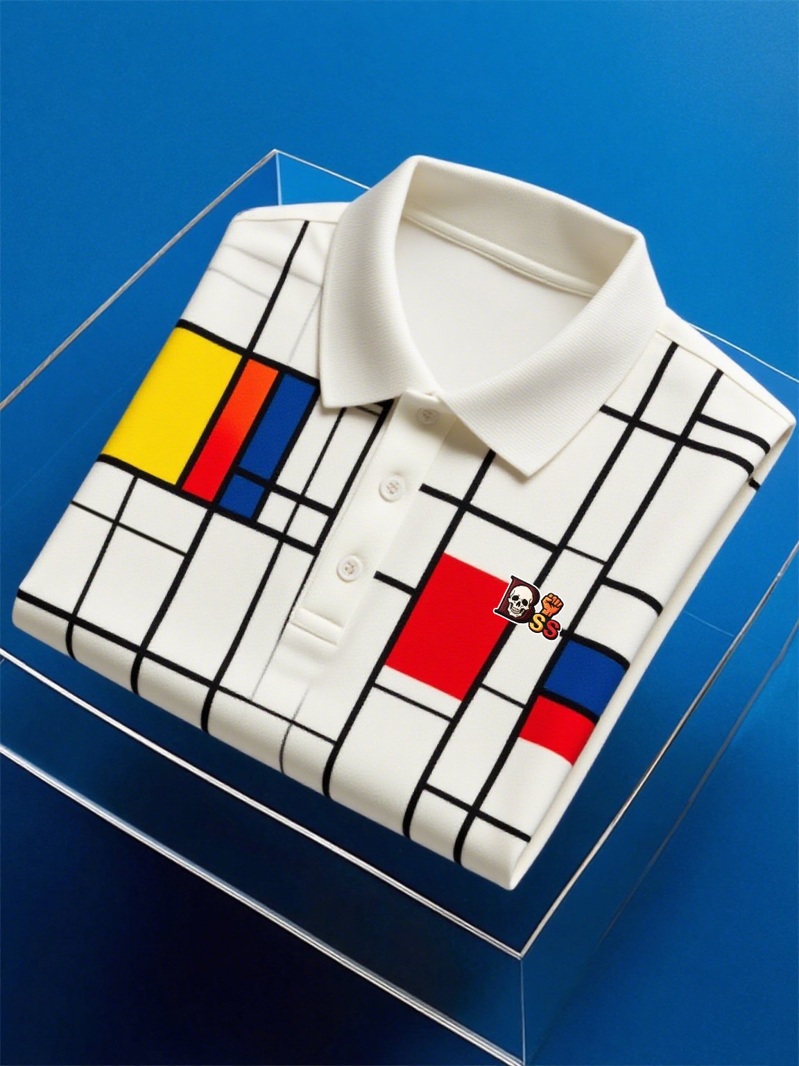 Camisa polo ejecutivo casual Artistic Button de manga corta para hombre