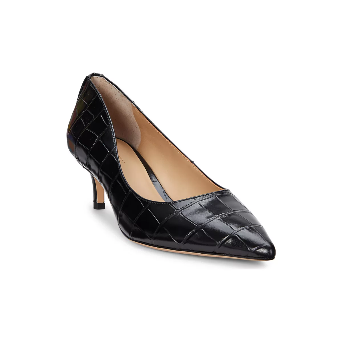 Adrienne Crocodile Embossed Leather Pumps - 1