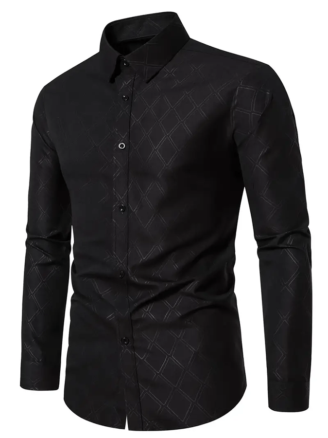 Camisa geométrico Design ejecutivo casual para hombre