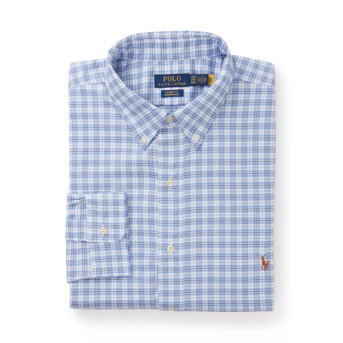 Big & Tall Plaid Performance Oxford Shirt - 1