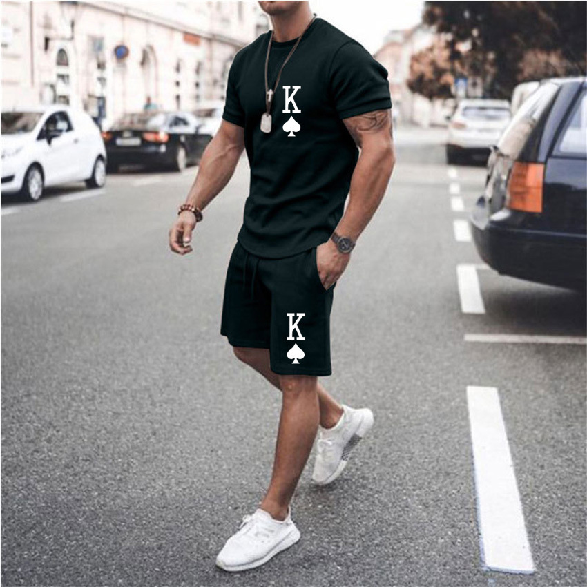 Casual de manga corta estampado Suit para hombre