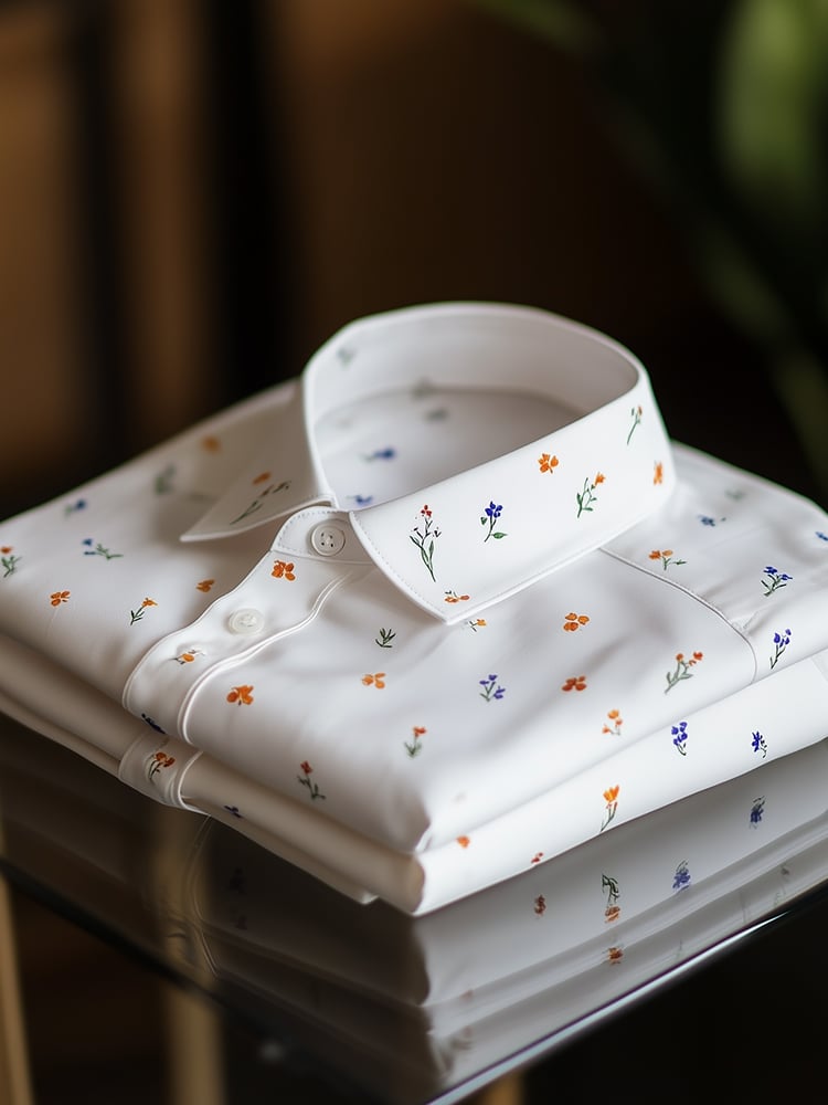 Camisa ejecutivo casual floral solapa de manga corta para hombre