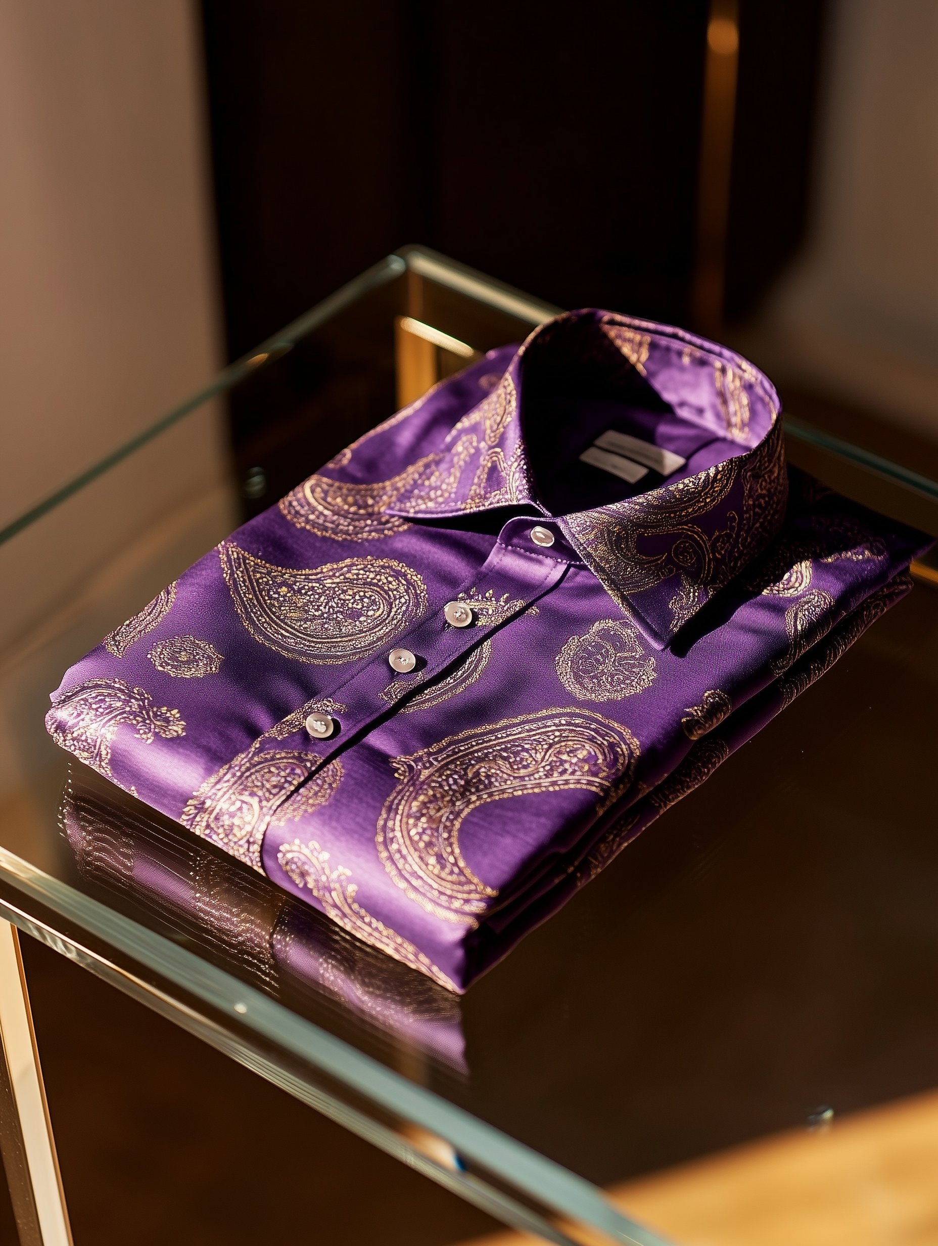 Camisa ejecutivo casual Italy Paisley Old Money solapa de manga corta para hombre