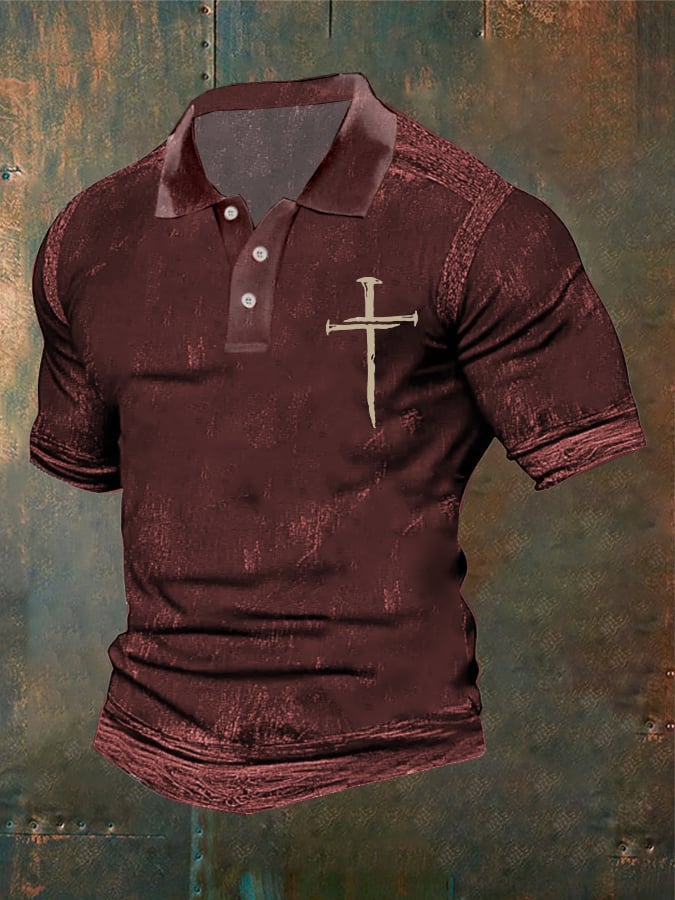 Casual retro Contrast Color Faith Polo para hombre