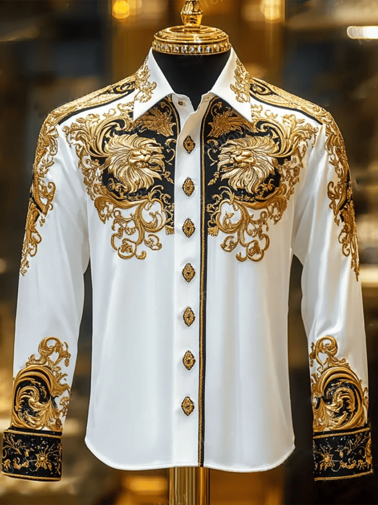 Camisa satén Luxe de manga larga con botones para hombre