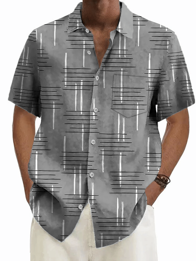 Camisa vintage Textured estampado casual (With Pockets) para hombre