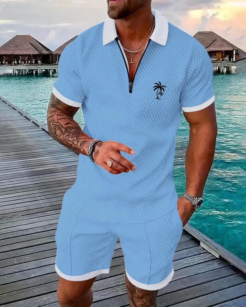 Camisa polo Suitmens para uso diario casual Collar Zipper Set 213 para hombre