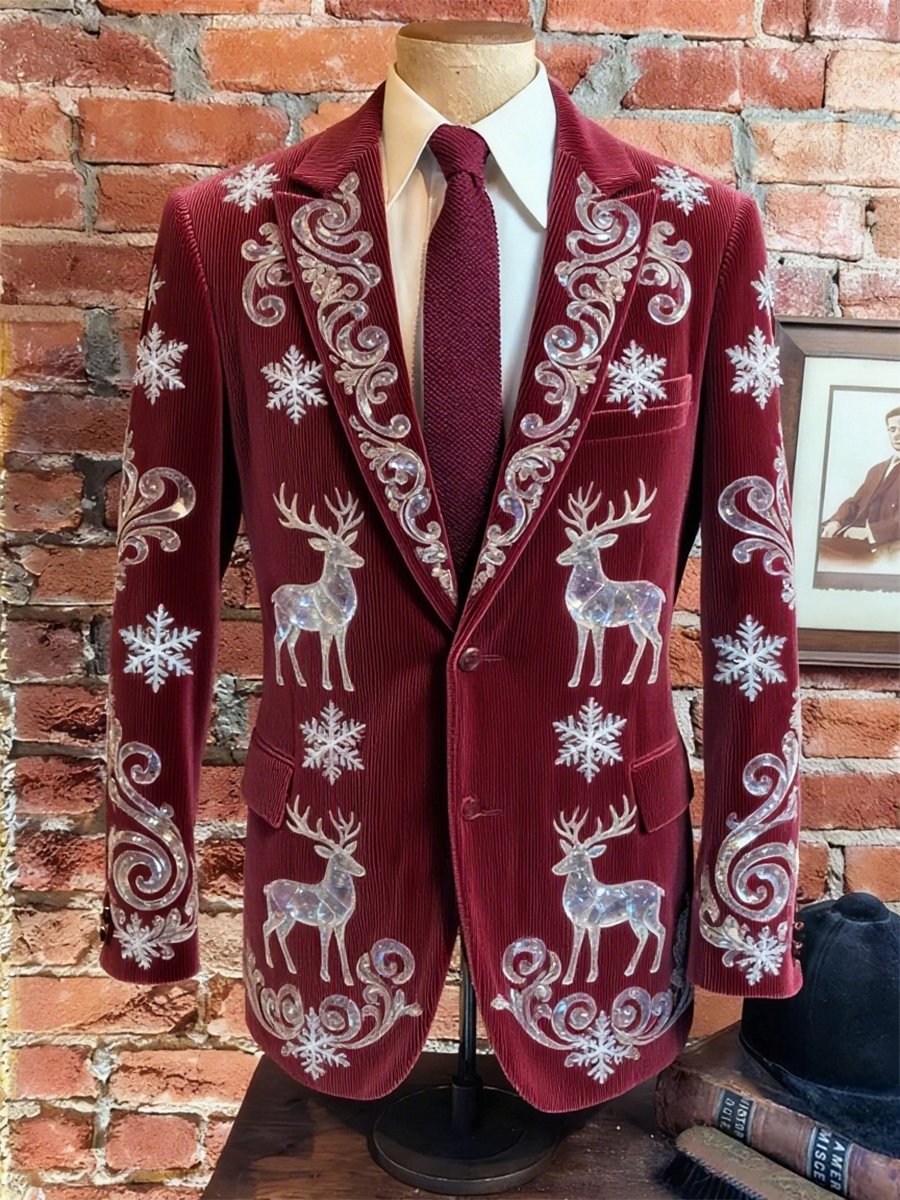 Saco vintage casual Christmas Party pana para hombre