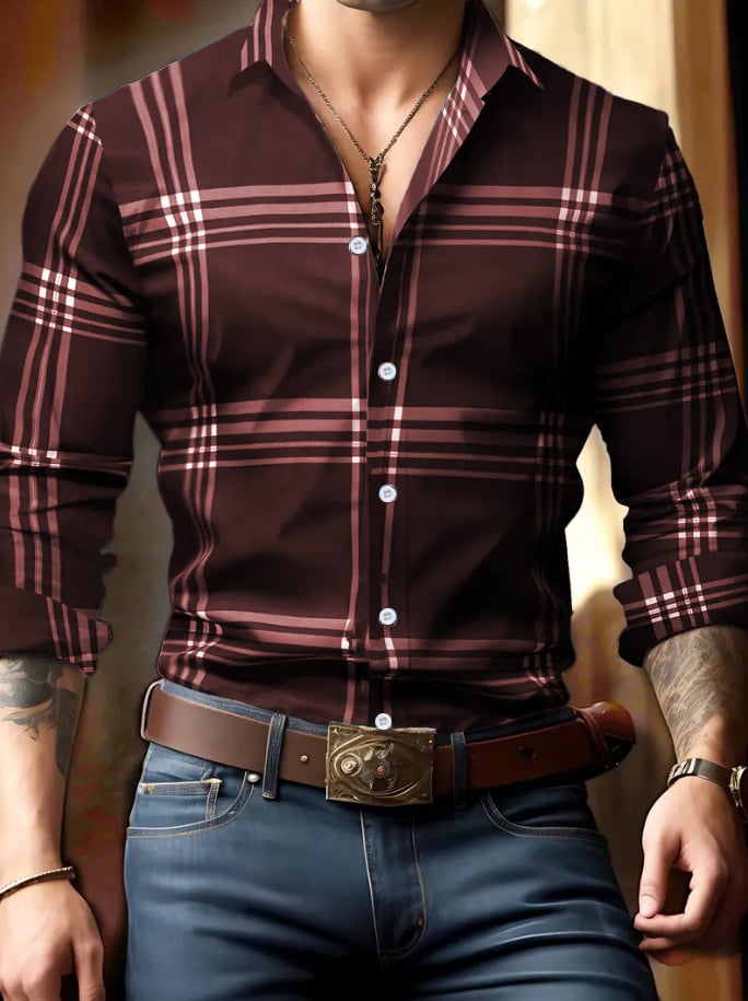 Ejecutivo Checkered Princamiseta para hombre