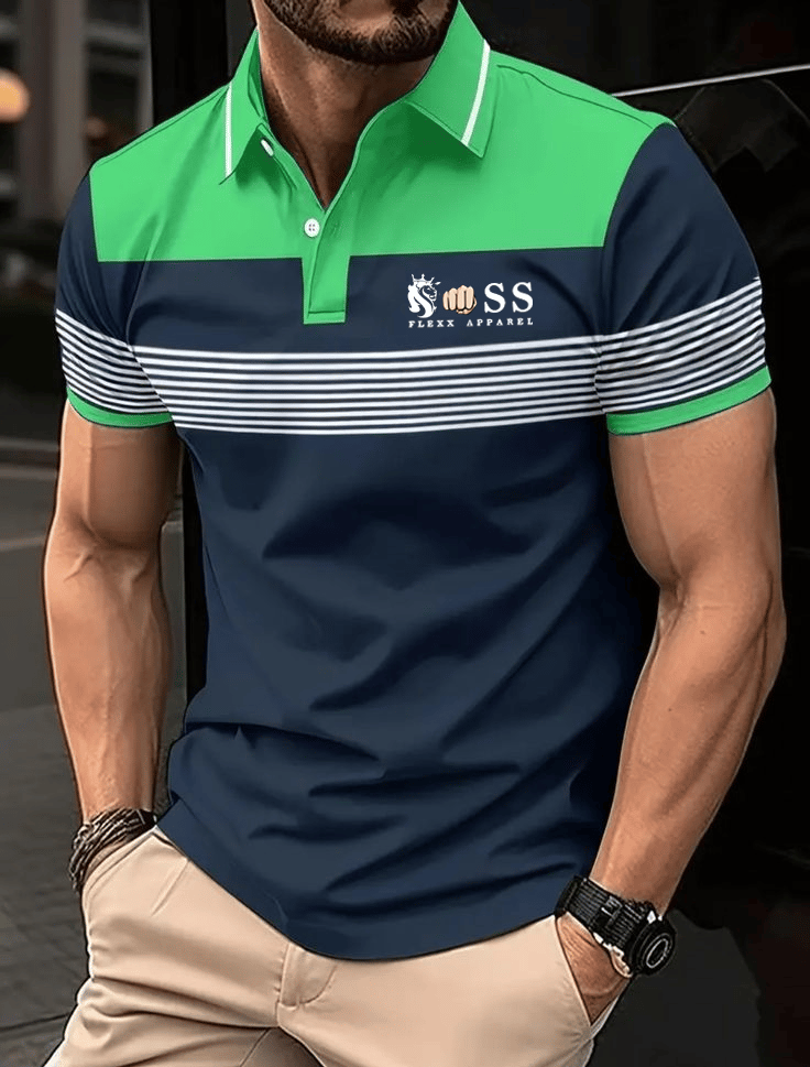 Camisa polo ejecutivo Logo con botones de manga corta para hombre