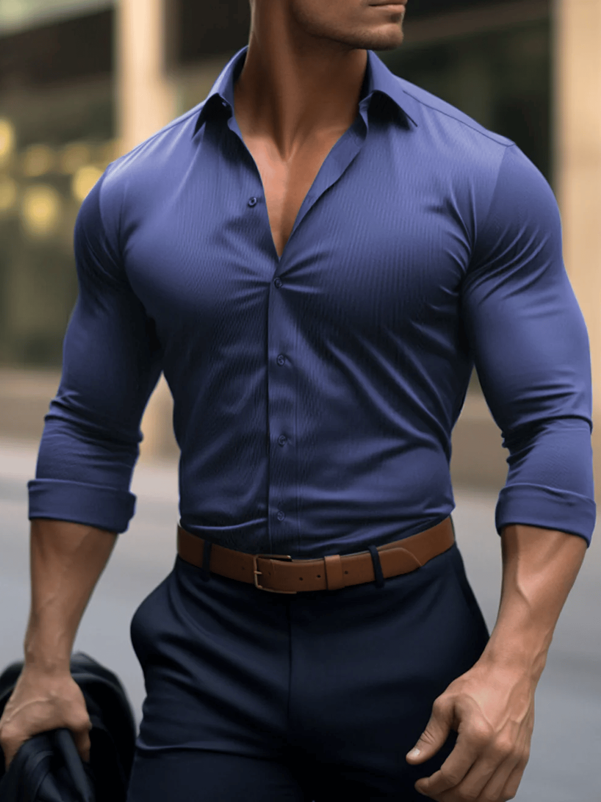 Camisa ejecutivo casual de manga larga para hombre
