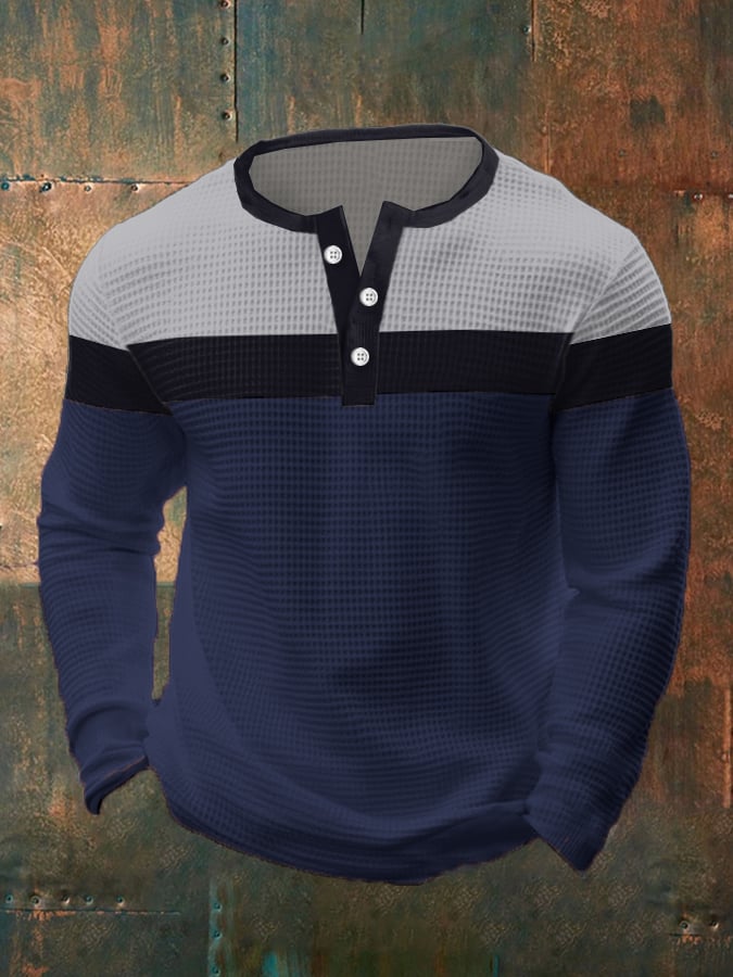 Ejecutivo casual Contrast Waffle Henley para hombre