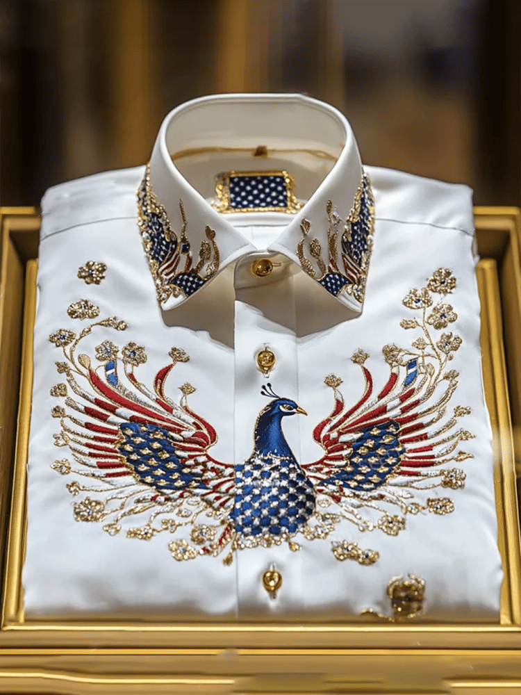 Camisa de lujo Independence Day de manga larga para hombre