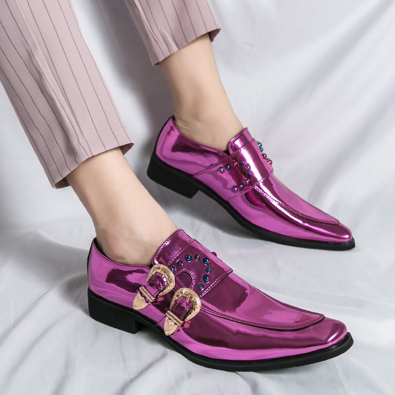 Zapatos British ejecutivo Pointed Toe casual Buckle cuero para hombre