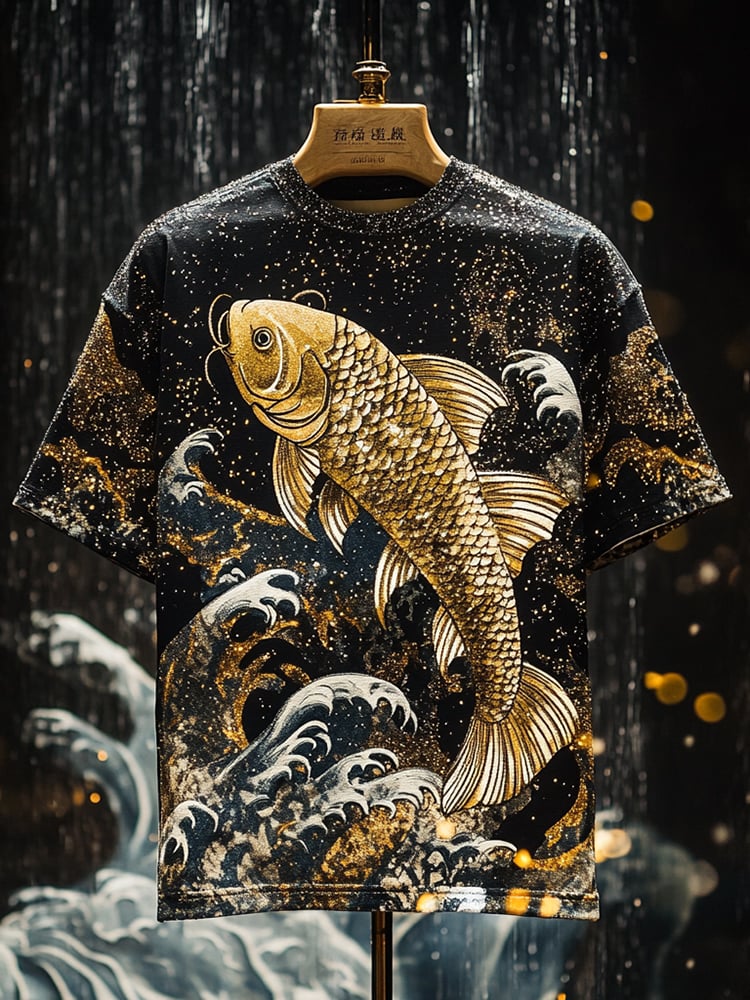 Camiseta Carp Sequin ejecutivo estampado de manga corta para hombre