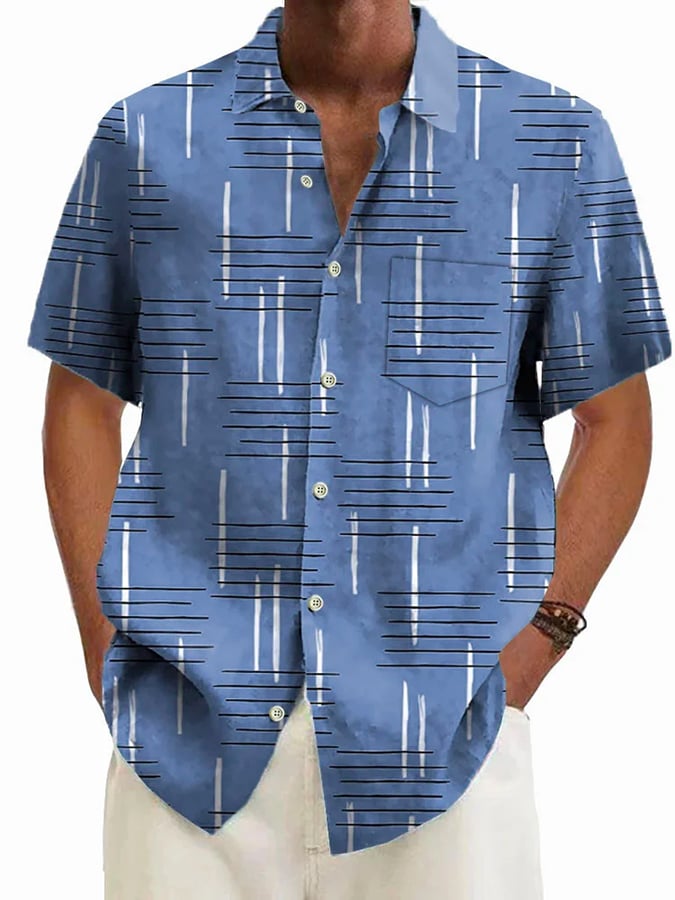 Abstract Textured estampado Pockecamiseta para hombre