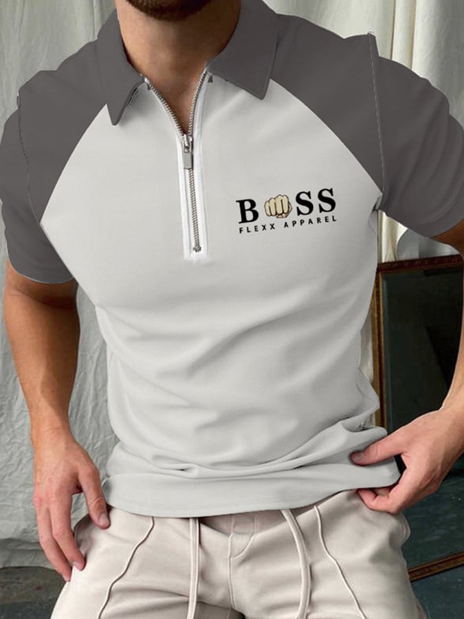 Casual Contrast estampado Polo para hombre