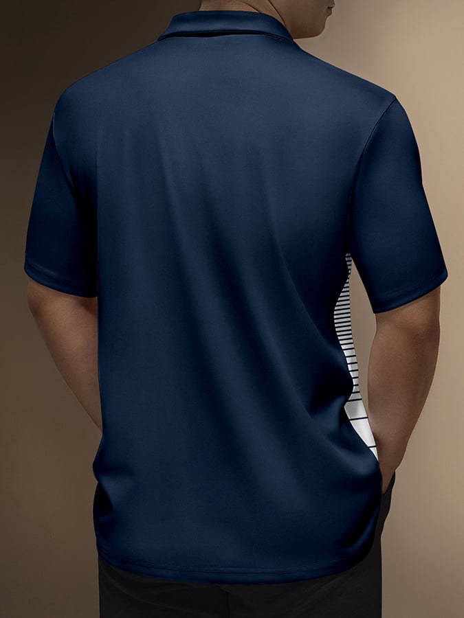 Camisa polo de modaable geométrico de manga corta para hombre