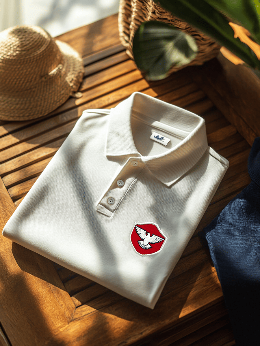 Camisa polo ejecutivo casual American Flag Badge Button de manga corta para hombre