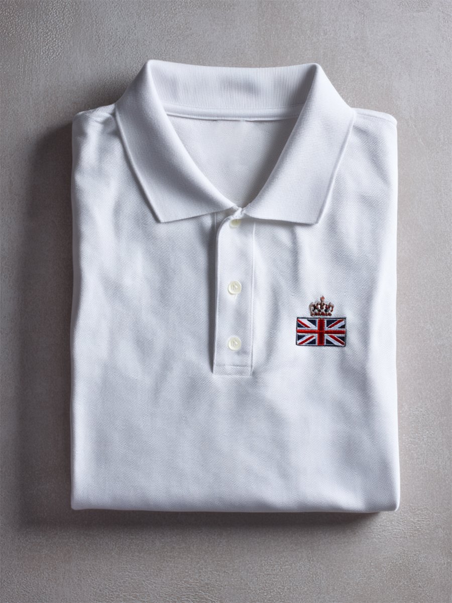 Camisa polo ejecutivo casual Union Jack Button de manga corta para hombre
