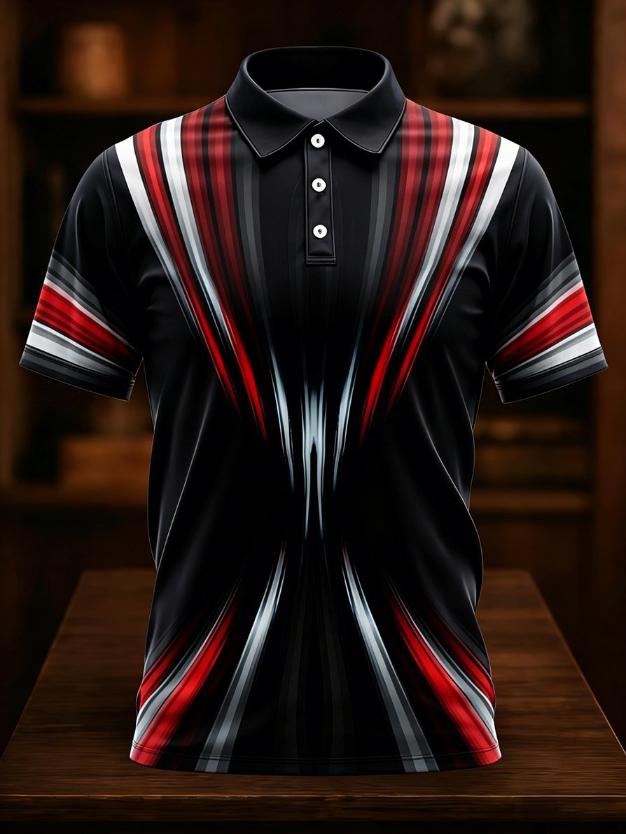 Camisa polo ejecutivo casual Art Button de manga corta para hombre