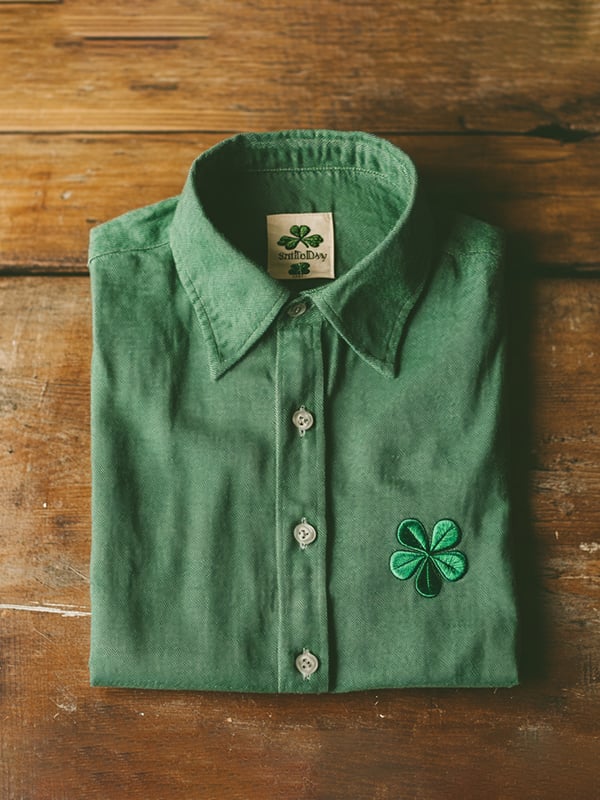 Camisa Party St. Patrick's Day casual de manga larga para hombre