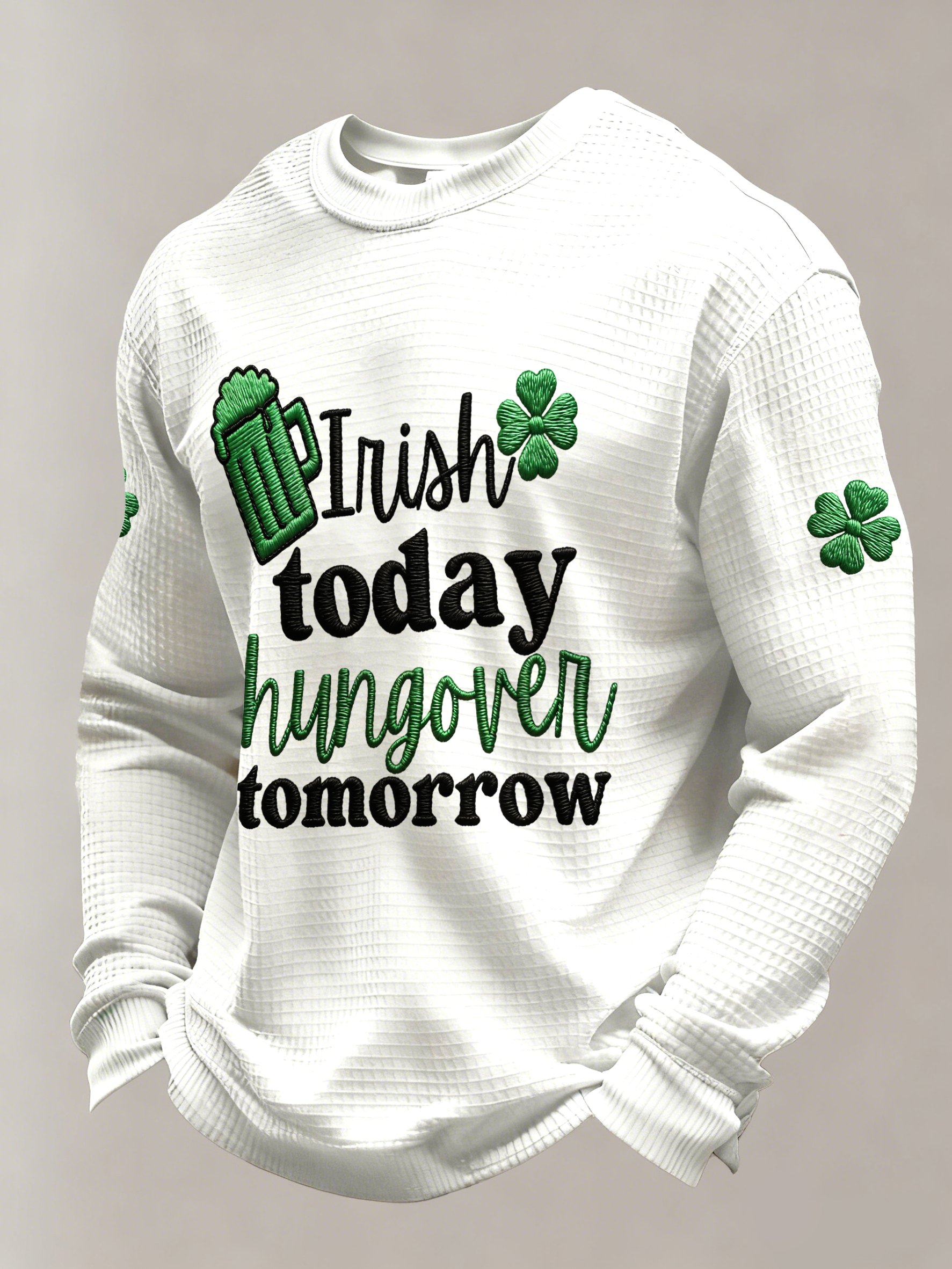 Saint Patrick estampado casual de manga larga Top para hombre