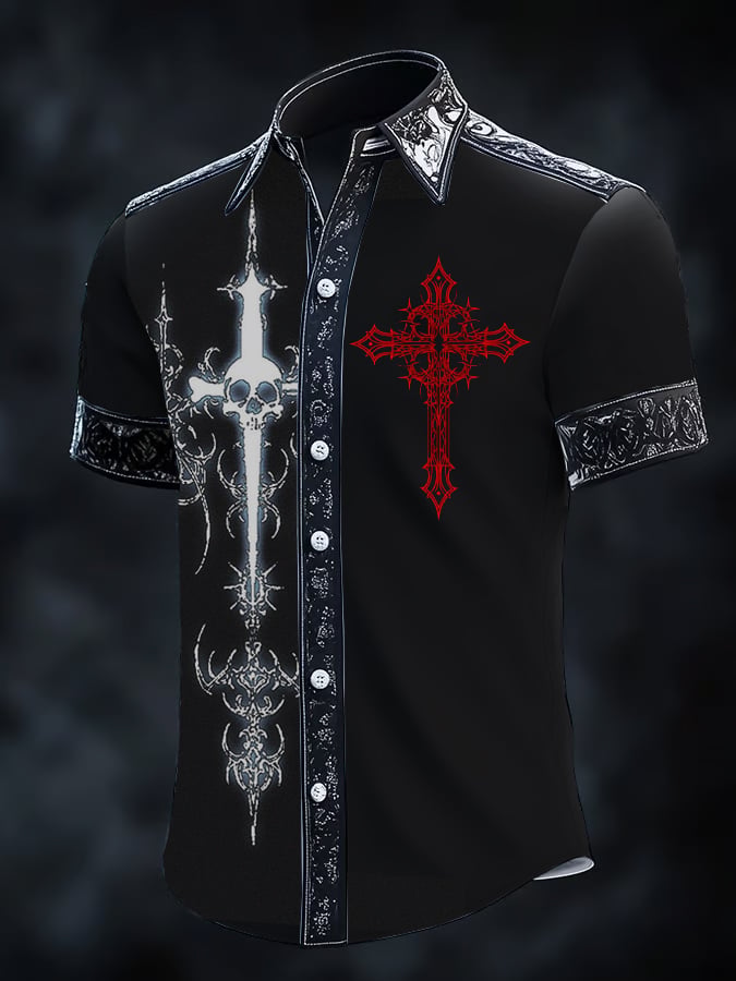 Camisa Gothic Dark de manga corta para hombre