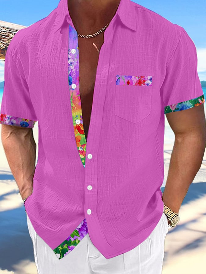 Camisa Hawaiian estampado de modaable Resort casual (With Pockets) para hombre