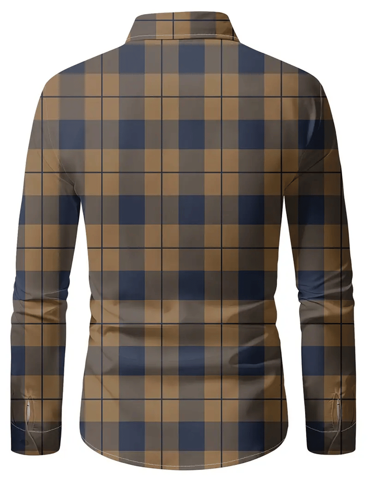 Camisa a cuadros ejecutivo de manga larga para hombre