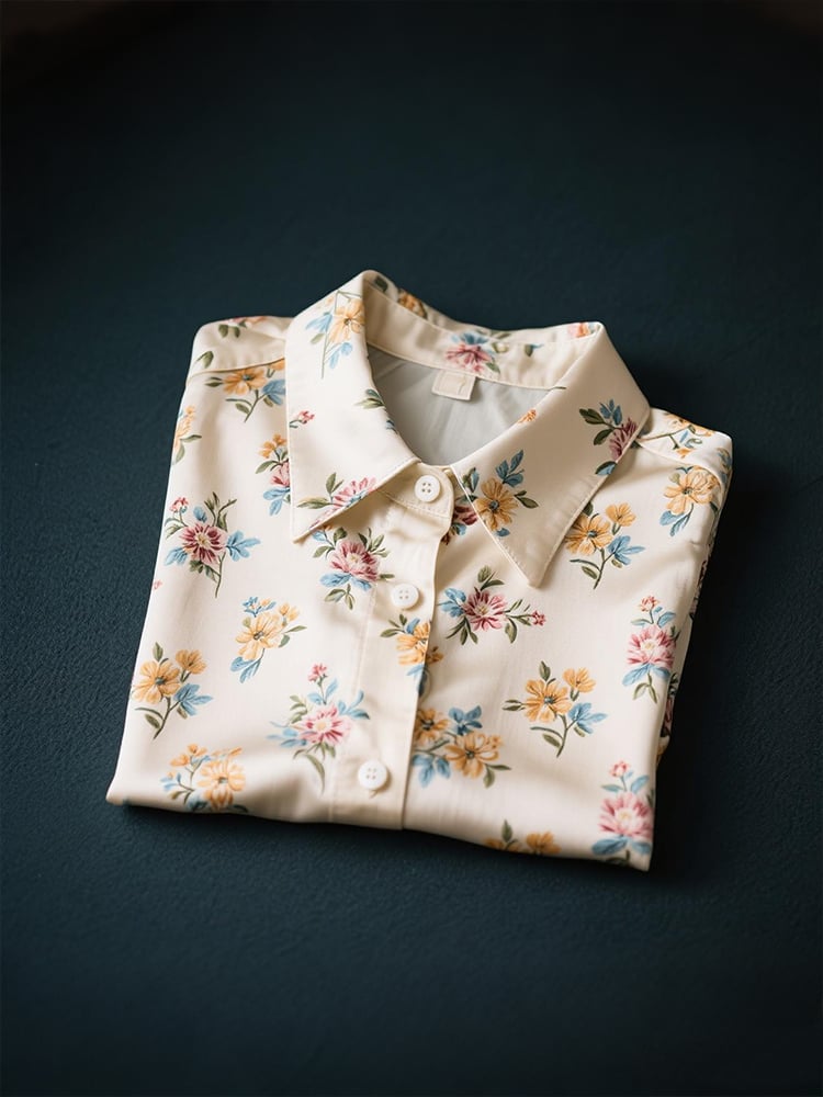 Camisa ejecutivo casual floral solapa de manga corta para hombre