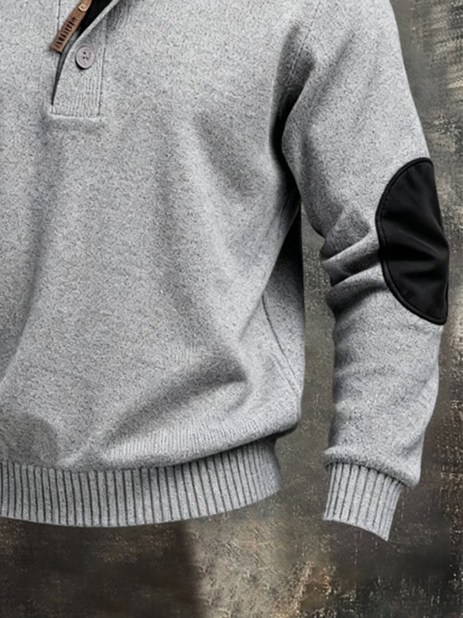 Sudadera vintage Style Color-Block de manga larga tejidoted para hombre