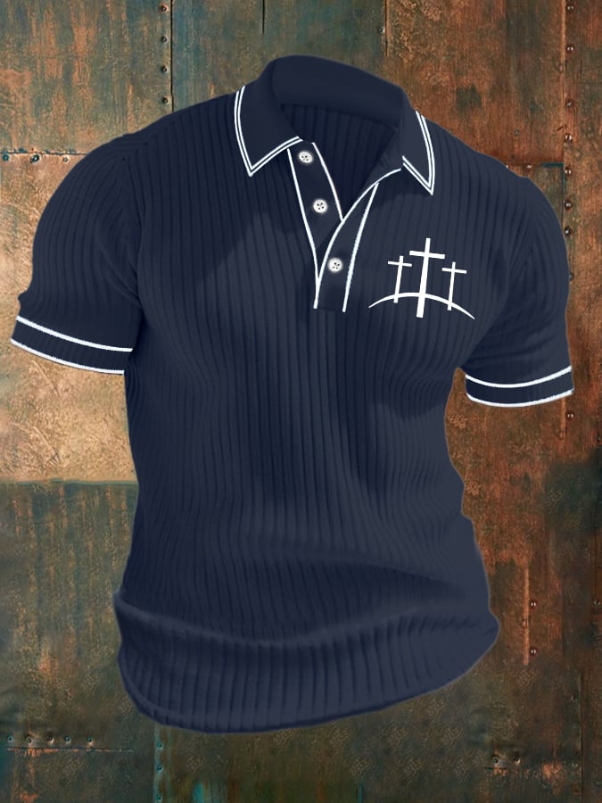 Casual Contrast Color Faith tejidoted jacquard Polo para hombre