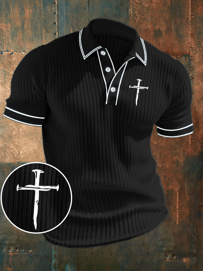 Camisa polo Faith estampado acanalado jacquard casual para hombre