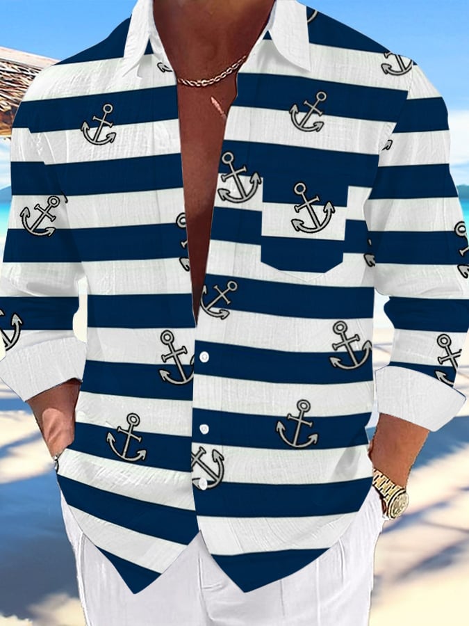 Camisa casual Hawaiian estampado Lapel para hombre