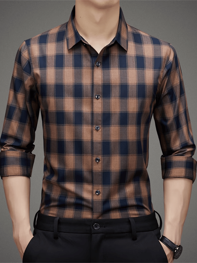 Camisa a cuadros ejecutivo casual para hombre