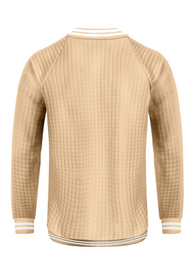 Chaqueta jacquard Stand cuello de color sólido cierre para exterior Versatile para hombre