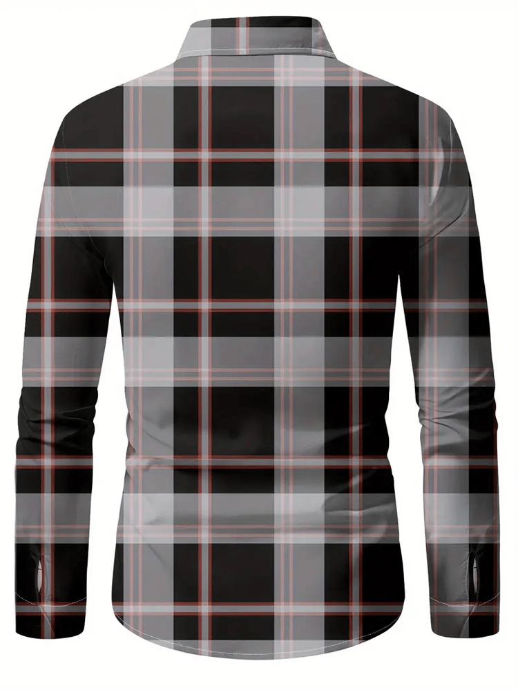Camisa a cuadros ejecutivo de manga larga para hombre
