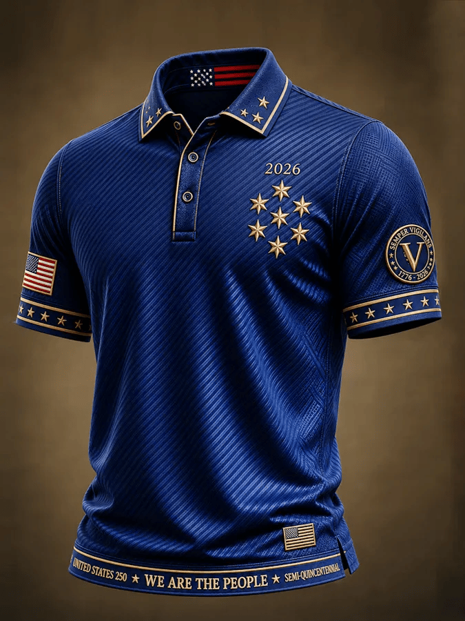 Camisa polo USA 1776-2026 estampado para hombre