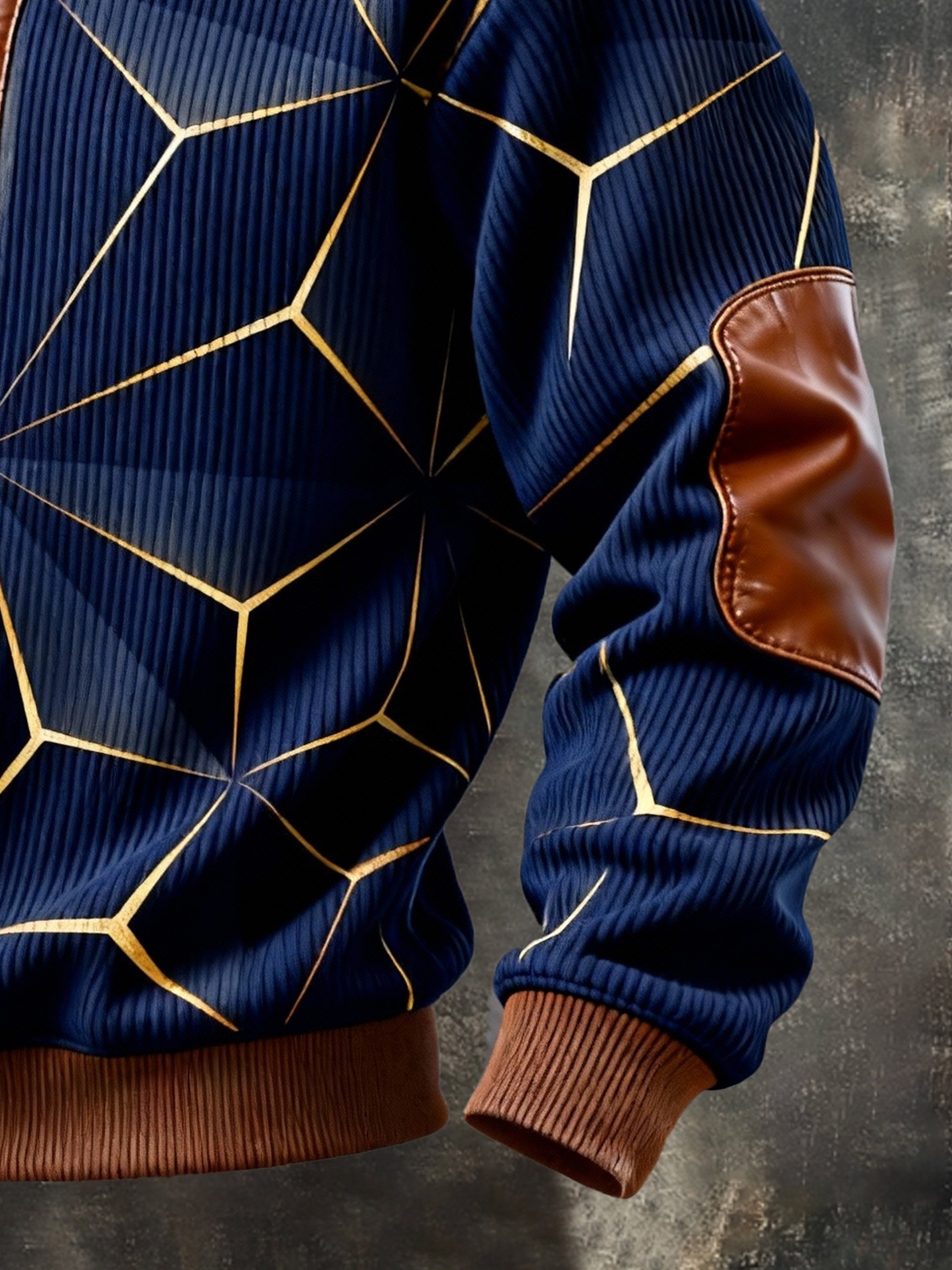 Sudadera vintage Color-Block estampado con cierre con gorrasucha para hombre
