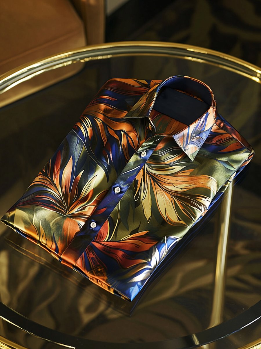 Camisa satén de lujo ejecutivo de manga larga para hombre