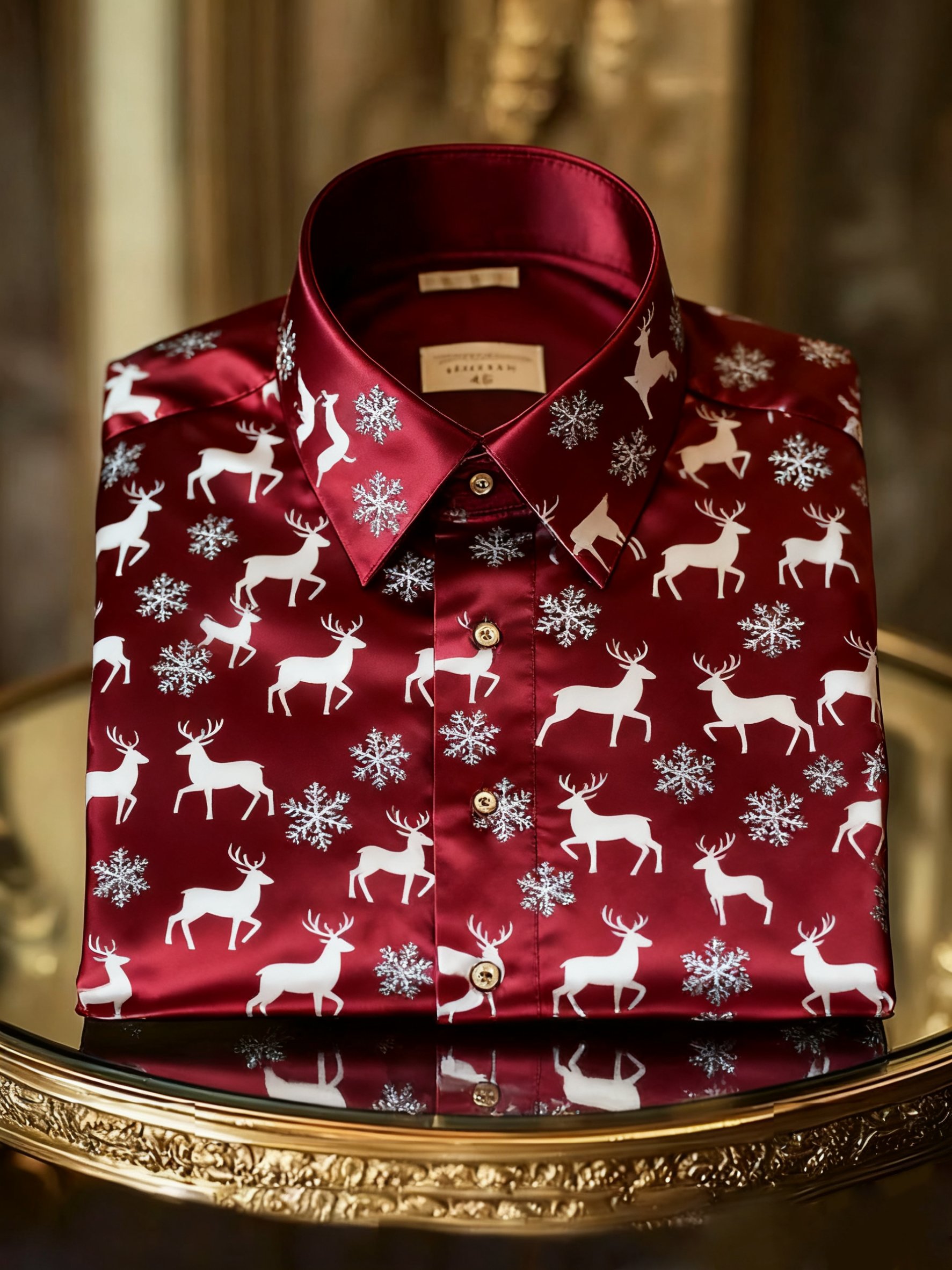 Camisa de lujo Christmas Party de manga larga con botones para hombre
