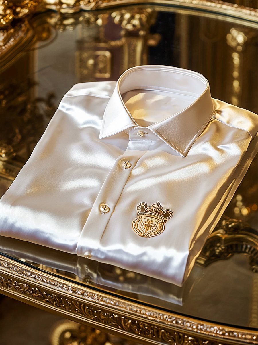 Camisa satén Luxe de manga larga con botones para hombre